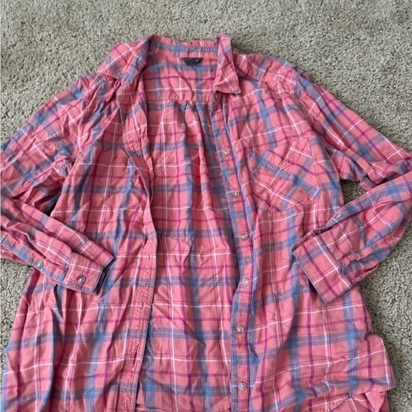 Eddie Bauer Pink and Blue Plaid Casual Shirt - Picture 1 of 7